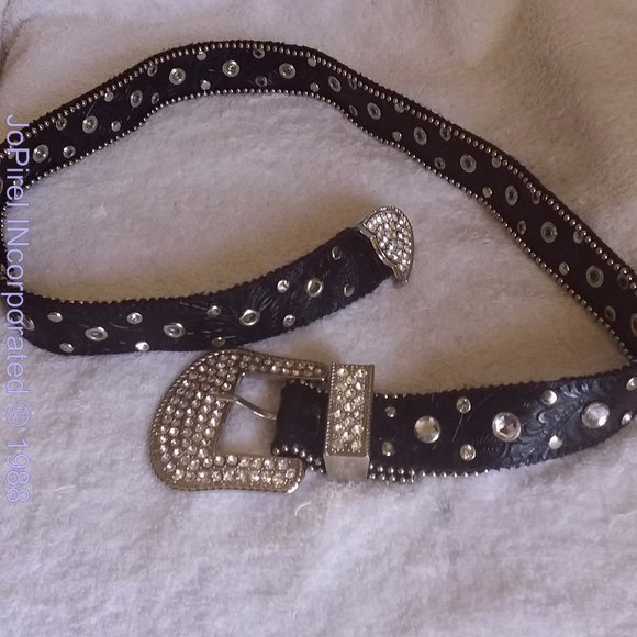 Designer Accessories - Hard Rock Black & Glitter Beaded Designer Belt